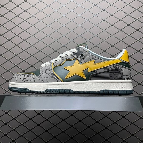A Bathing Ape Bape SK8 Sta Sneakers in Grey Mustard Yellow